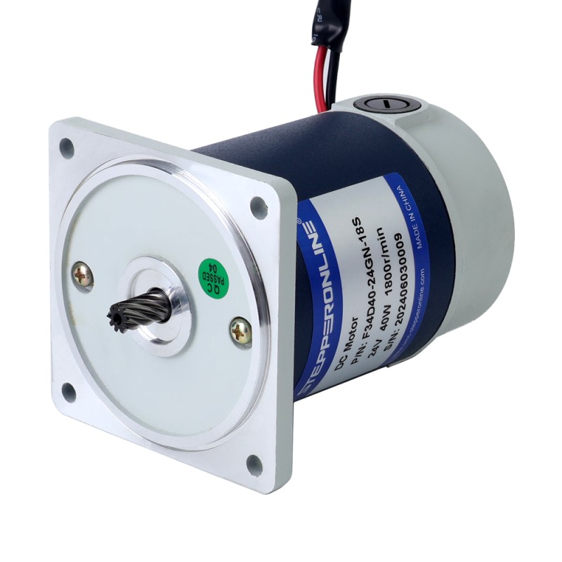 Geborsteld 24V 40W 0,53Nm(75,05oz.in) 360RPM met 5:1 tandwielkast DC-reductiemotor - F34D40-24GN-18S/4GN5K | StepperOnline