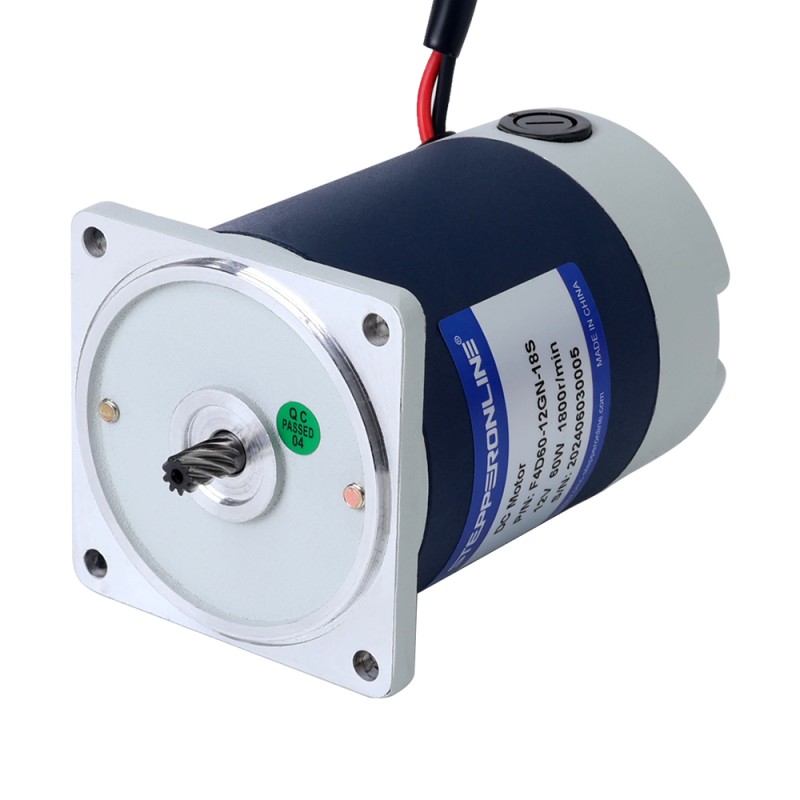 Geborsteld 12V 60W 8,00Nm(1132,89oz.in) 36RPM met 50:1 tandwielkast DC-reductiemotor - F4D60-12GN-18S/4GN50K | StepperOnline
