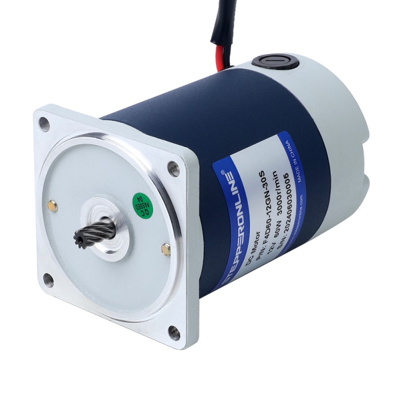 Geborsteld 12V 60W 0,77Nm(109,04oz.in) 600RPM met 5:1 tandwielkast DC-reductiemotor - F4D60-12GN-30S/4GN5K | StepperOnline