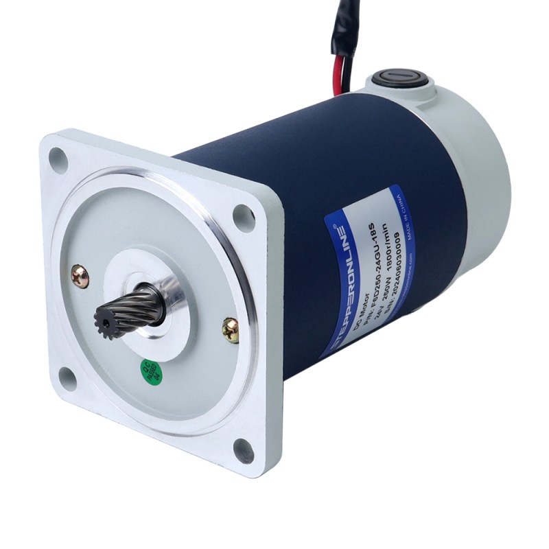 Geborsteld 24V 250W 40,00Nm(5664,47oz.in) 36RPM met 50:1 tandwielkast DC-reductiemotor - F6D250-24GU-18S/6GU50K | StepperOnline