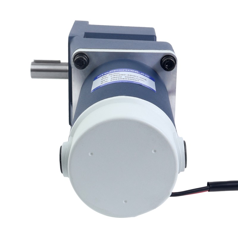 Geborsteld 24V 250W 5,62Nm(795,86oz.in) 300RPM met 10:1 haakse versnellingsbak DC-reductiemotor - F6D250-24GU-30S/6GU10RT | StepperOnline
