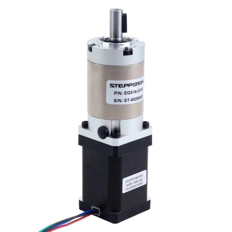Nema 14 Stappenmotor bipolair L=52mm w/ met planetaire versnellingsbak EG-serie overbrengingsverhouding 100:1 - 14HS20-1504S-EGS100 | StepperOnline