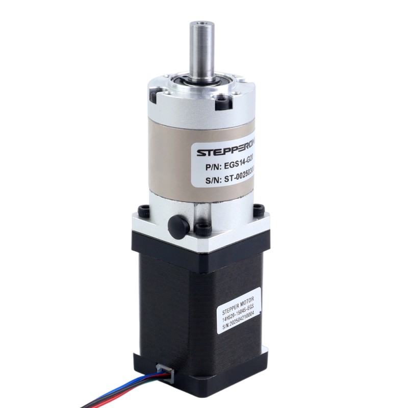 Nema 14 Stappenmotor bipolair L=52mm w/ met planetaire versnellingsbak EG-serie overbrengingsverhouding 20:1 - 14HS20-1504S-EGS20 | StepperOnline
