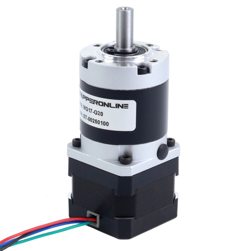 Nema 17 Stappenmotor bipolair L=34mm w/ met planetaire versnellingsbak MG-serie overbrengingsverhouding 20:1 - 17HS13-0404S-MG20 | StepperOnline