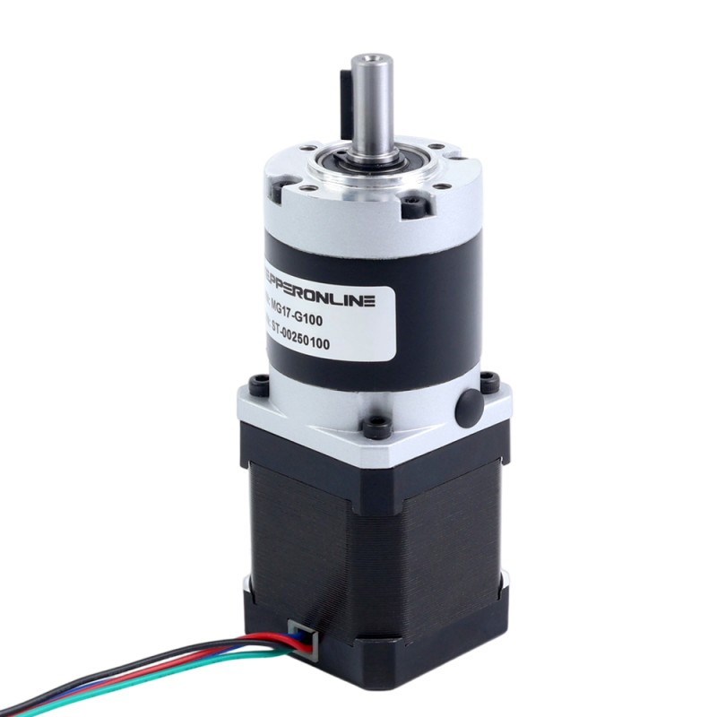 Nema 17 Stappenmotor bipolair L=48mm w/ met planetaire versnellingsbak MG-serie overbrengingsverhouding 100:1 - 17HS19-1684S-MG100 | StepperOnline