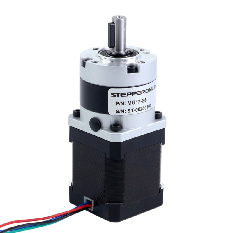 Nema 17 Stappenmotor bipolair L=48mm w/ met planetaire versnellingsbak MG-serie overbrengingsverhouding 5:1 - 17HS19-1684S-MG5 | StepperOnline