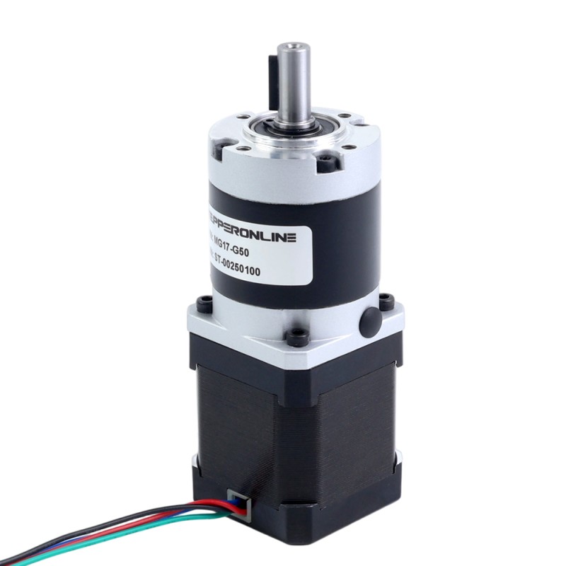Nema 17 Stappenmotor bipolair L=48mm w/ met planetaire versnellingsbak MG-serie overbrengingsverhouding 50:1 - 17HS19-1684S-MG50 | StepperOnline