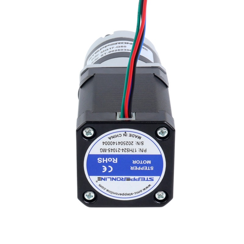 Nema 17 Stappenmotor bipolair L=60mm w/ met planetaire versnellingsbak MG-serie overbrengingsverhouding 50 - 17HS24-2104S-MG50 | StepperOnline