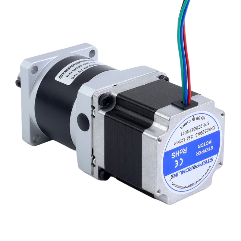 Nema 23 Stappenmotor bipolair L=54.5mm w/ met planetaire versnellingsbak MG-serie overbrengingsverhouding 50:1 - 23HS22-2904S-MG50 | StepperOnline