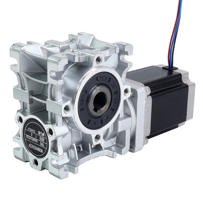 Nema 23 stappenmotor 76mm overbrengingsverhouding 15:1 Wormwiel Tandwielkast NMRVS30 Wormwiel Speed Reducer - 23HS30-2804S-RVS30-G15 | StepperOnline