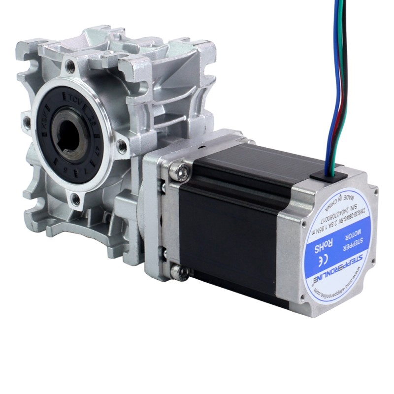 Nema 23 stappenmotor 76mm overbrengingsverhouding 15:1 Wormwiel Tandwielkast NMRVS30 Wormwiel Speed Reducer - 23HS30-2804S-RVS30-G15 | StepperOnline