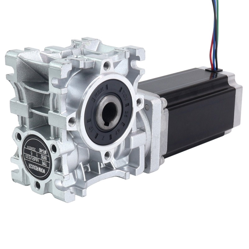 Nema 23 stappenmotor 113mm overbrengingsverhouding 15:1 Wormwiel Tandwielkast NMRVS30 Wormwiel Speed Reducer - 23HS45-4204S-RVS30-G15 | StepperOnline