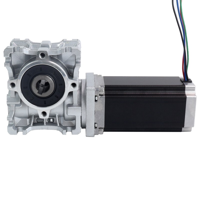 Nema 23 stappenmotor 113mm overbrengingsverhouding 15:1 Wormwiel Tandwielkast NMRVS30 Wormwiel Speed Reducer - 23HS45-4204S-RVS30-G15 | StepperOnline