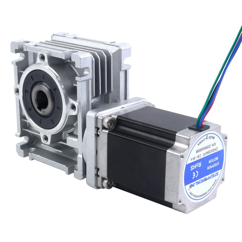 Nema 23 stappenmotor 76mm overbrengingsverhouding 15:1 Wormwiel Tandwielkast YRV30 Wormwiel Speed Reducer - 23HS30-2804S-YRV30-G15 | StepperOnline Nema 23 stappenmotor 76mm overbrengingsverhouding 15:1 Wormwiel Tandwielkast YRV30 Wormwiel Speed Reducer - 23HS30-2804S-YRV30-G15 | StepperOnline