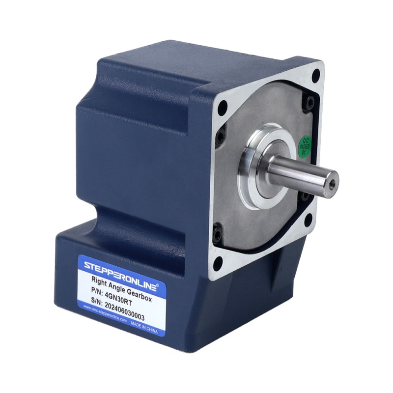 Geborsteld 12V 60W 6,74Nm(954,46oz.in) 60RPM met 30:1 haakse versnellingsbak DC-reductiemotor - F4D60-12GN-18S/4GN30RT | StepperOnline