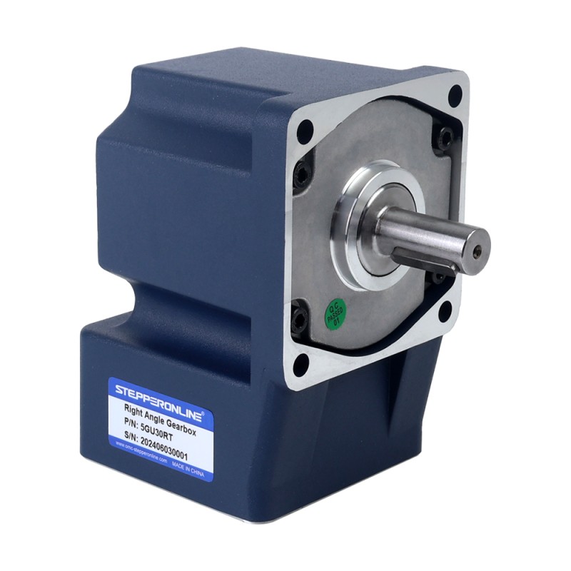 Geborsteld 24V 150W 16,77Nm(2374,83oz.in) 60RPM met 30:1 haakse versnellingsbak DC-reductiemotor - F5D150-24GU-18S/5GU30RT | StepperOnline Geborsteld 24V 150W 16,77Nm(2374,83oz.in) 60RPM met 30:1 haakse versnellingsbak DC-reductiemotor - F5D150-24GU-18S/5GU30RT | StepperOnline