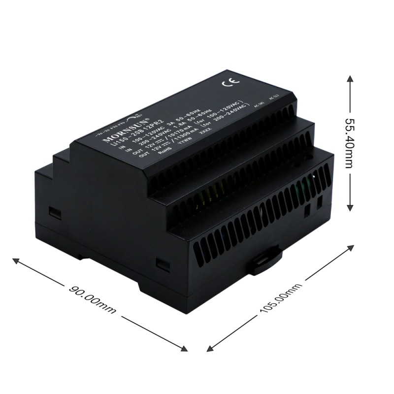 150W 24V 6.3A 85-264VAC/120-370VDC DIN Rail schakelende voeding