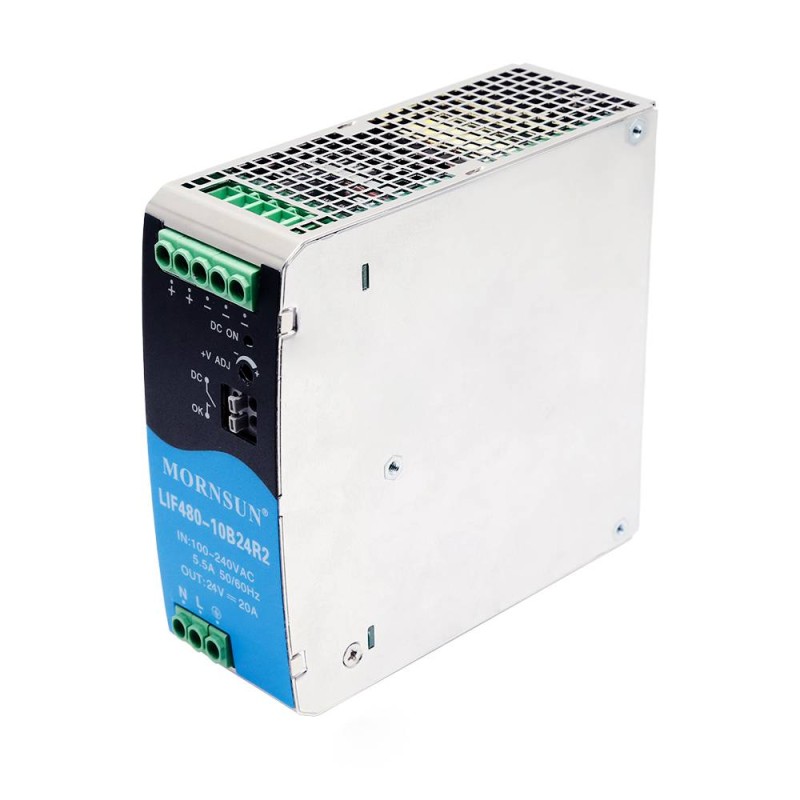 480W 24V 10.0A 85-264VAC/120-370VDC DIN Rail schakelende voeding met PFC-functie 480W 24V 10.0A 85-264VAC/120-370VDC DIN Rail schakelende voeding met PFC-functie