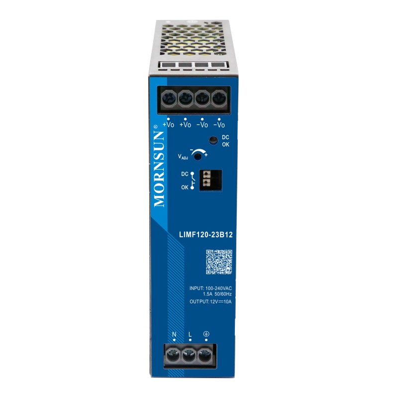 120W 24V 5.0A 85-277VAC/120-390VDC DIN Rail schakelende voeding met PFC-functie