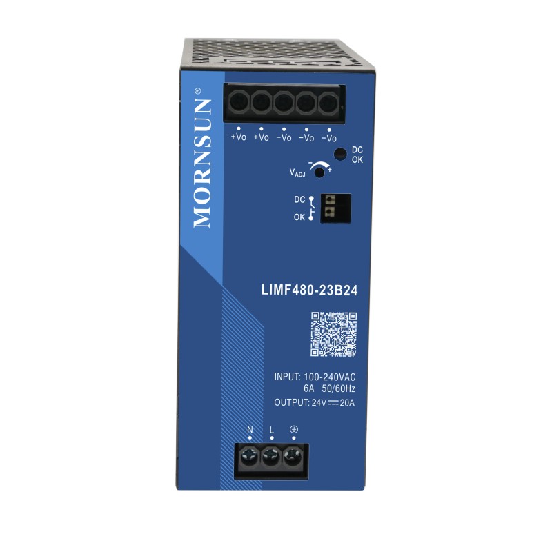480W 48V 10.0A 85-277VAC/120-390VDC DIN Rail schakelende voeding met PFC-functie 480W 48V 10.0A 85-277VAC/120-390VDC DIN Rail schakelende voeding met PFC-functie
