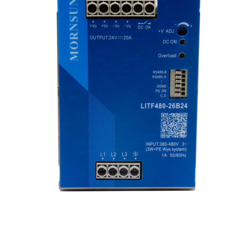 480W 48V 10.0A 3x320-600VAC/450-800VDC DIN Rail schakelende voeding met PFC-functie 480W 48V 10.0A 3x320-600VAC/450-800VDC DIN Rail schakelende voeding met PFC-functie