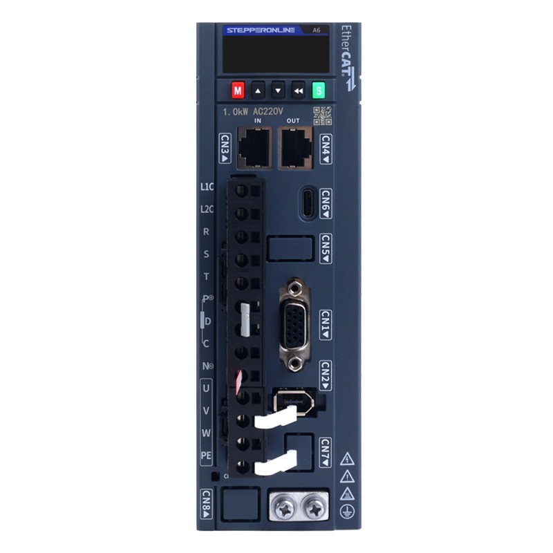A6-serie 1000W EtherCAT AC-servomotorset 3000rpm 3,18Nm 17-bits absolute encoder IP67 - A6-EC1000H2A1-M17 | StepperOnline