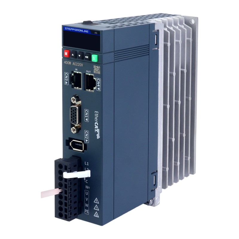 A6-serie 400W EtherCAT AC-servomotorset 3000rpm 1,27Nm 17-bits absolute encoder IP67 - A6-EC400H2A1-M17 | StepperOnline