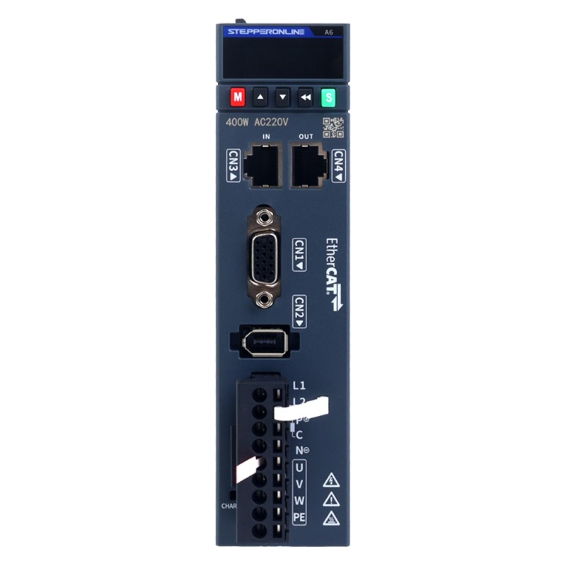 A6-serie 400W EtherCAT AC-servomotorset 3000rpm 1,27Nm 17-bits absolute encoder IP67 - A6-EC400H2A1-M17 | StepperOnline