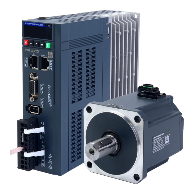 A6-serie 750W EtherCAT AC-servomotorset 3000rpm 2,39Nm 17-bits absolute encoder IP67 - A6-EC750H2A1-M17 | StepperOnline