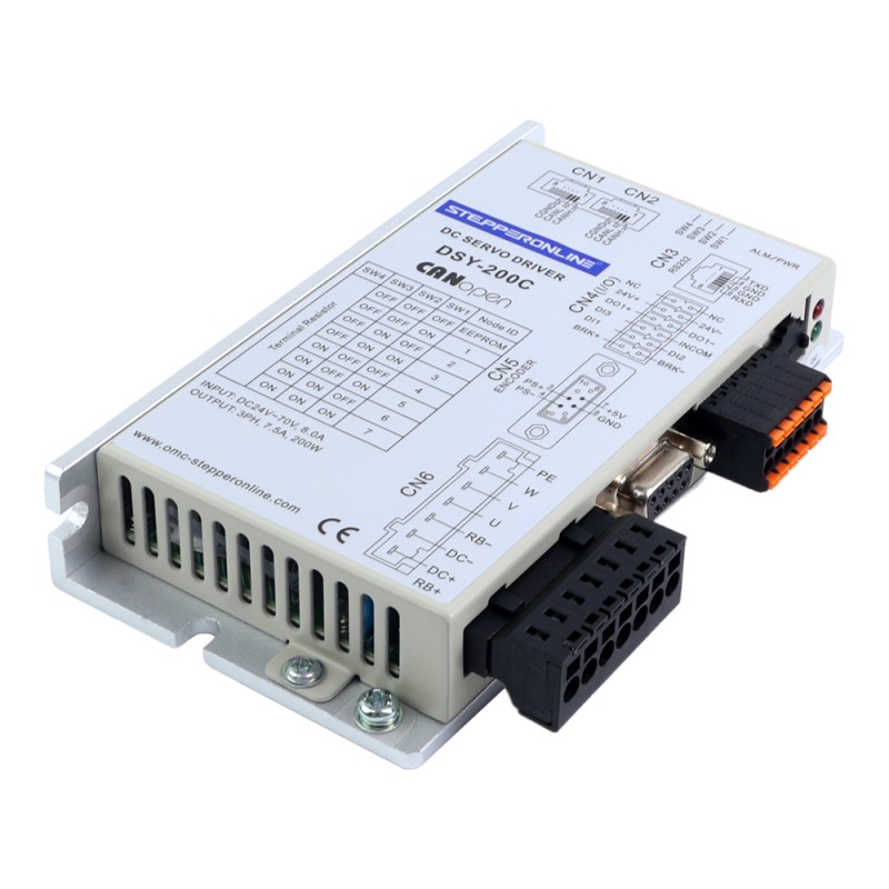 DSY Serie 100W CANopen DC Servomotor 24-70VDC 0,318Nm 3000rpm 17-Bit Incrementele Encoder IP65 - DSY-C100L2A2-M17S | StepperOnline