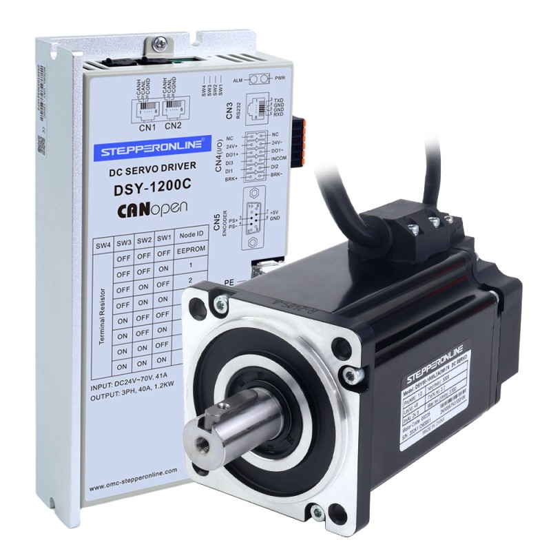 DSY Serie 1000W CANopen DC Servomotor 24-70VDC 3,20Nm 3000rpm 17-Bit Incrementele Encoder IP65 - DSY-C1000L2A2-M17S | StepperOnline