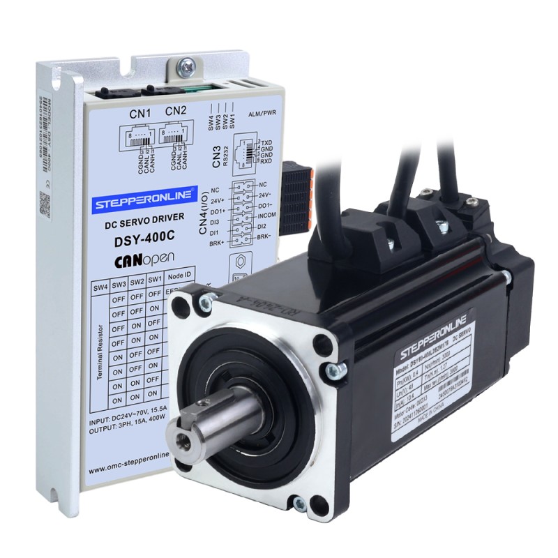DSY Serie 400W CANopen DC Servomotor 24-70VDC 1,27Nm met Rem 3000rpm 17-Bit Incrementele Encoder IP65 - DSY-C400L2B2-M17S | StepperOnline