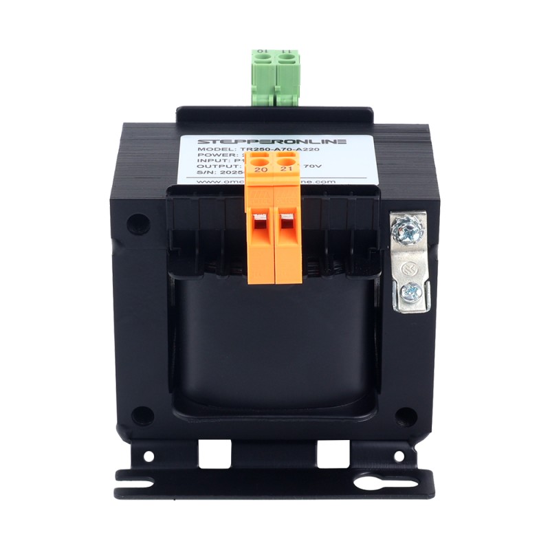 250VA enkelfasige vierkante regeltransformator 220VAC tot 70VAC 50/60Hz - TR250-A70-A220 | StepperOnline