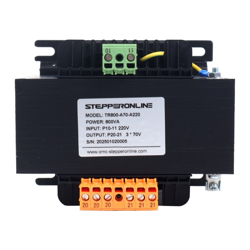800VA enkelfasige vierkante regeltransformator 220VAC tot 3 x 70VAC 50/60Hz - TR800-A70-A220 | StepperOnline