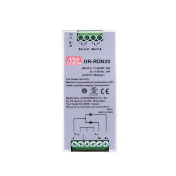 DR-RDN20 MEANWELL 24VDC 20A redundantiemodule DIN Rail voeding