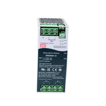 DRDN40-12 MEANWELL 12VDC 40A redundantiemodule voor DIN-rail.