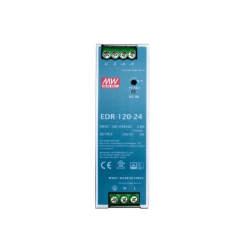 EDR-120-24 MEANWELL 120W 24VDC 5A 115/230VAC DIN Rail voeding