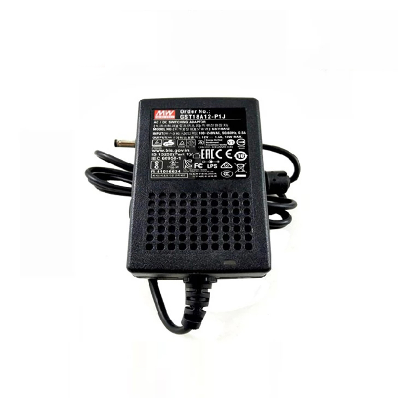 GST18A12-P1J MEANWELL 18W 12VDC 1,5A 115/230VAC AC-DC Betrouwbare Groene Industriële Adapter