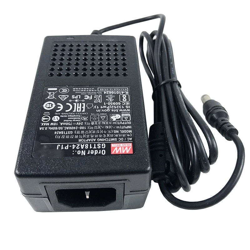 GST18A24-P1J MEANWELL 18W 24VDC 0,75A 115/230VAC AC-DC Betrouwbare Groene Industriële Adapter