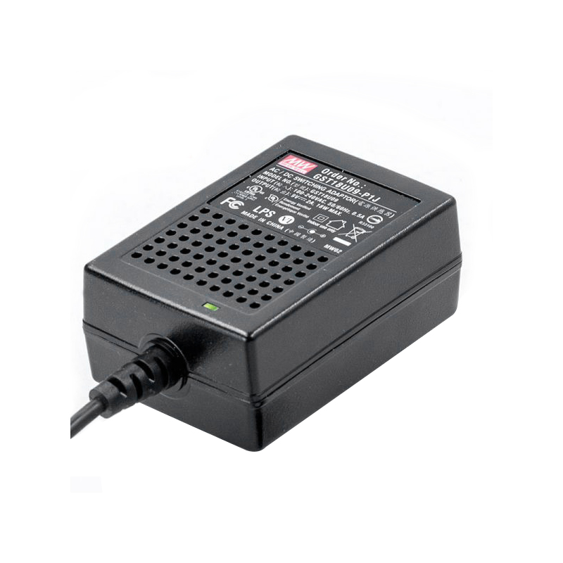 GST18U09-P1J MEANWELL 18W 9VDC 2A 115/230VAC AC-DC Betrouwbare Groene Industriële Adapter