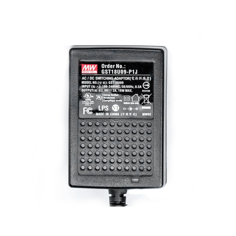 GST18U09-P1J MEANWELL 18W 9VDC 2A 115/230VAC AC-DC Betrouwbare Groene Industriële Adapter
