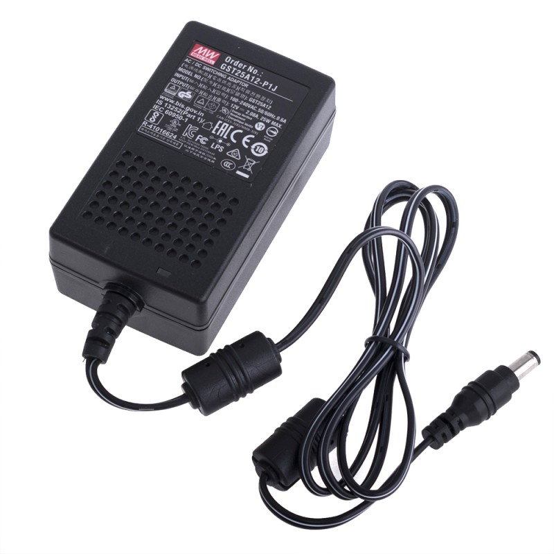 GST25A12-P1J MEANWELL 25W 12VDC 2,08A 115/230VAC AC-DC Betrouwbare Groene Industriële Adapter