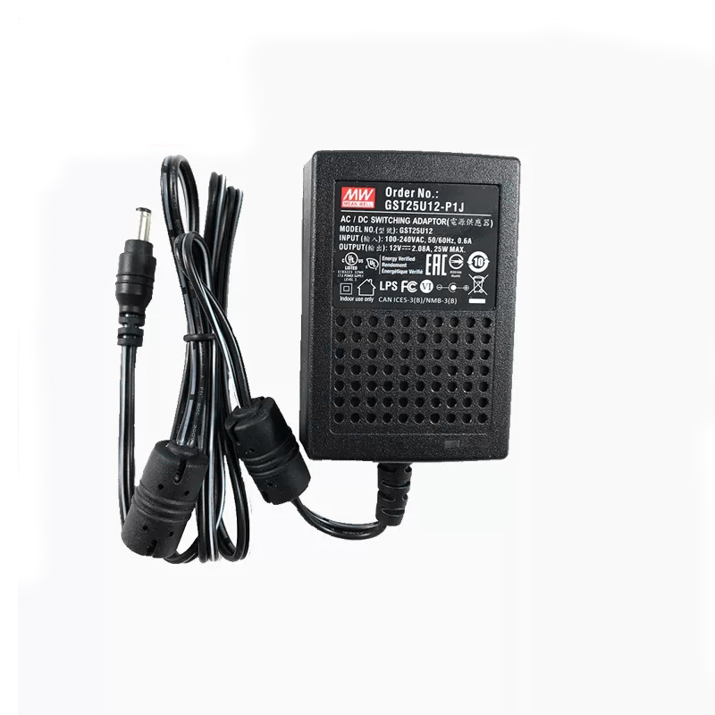 GST25U12-P1J MEANWELL 25W 12VDC 2,08A 115/230VAC AC-DC Betrouwbare Groene Industriële Adapter