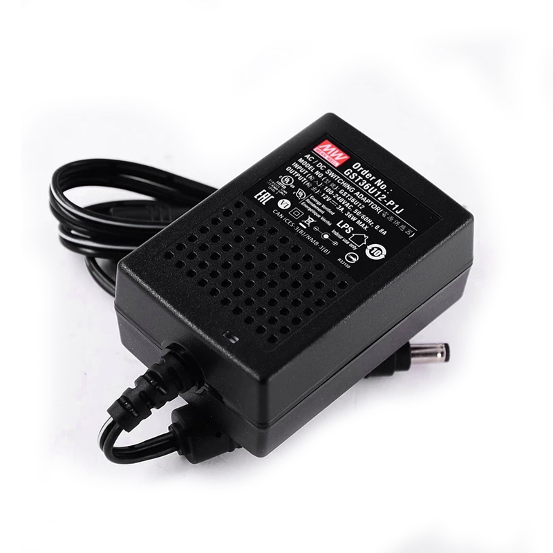 GST36U12-P1J MEANWELL 36W 12VDC 3A 115/230VAC AC-DC Betrouwbare Groene Industriële Adapter
