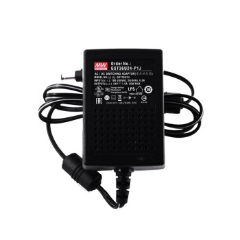 GST36U24-P1J MEANWELL 36W 24VDC 1,5A 115/230VAC AC-DC Betrouwbare Groene Industriële Adapter