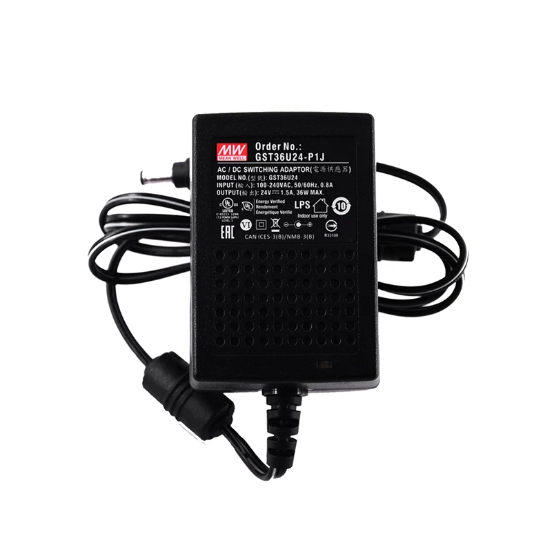 GST36U24-P1J MEANWELL 36W 24VDC 1,5A 115/230VAC AC-DC Betrouwbare Groene Industriële Adapter