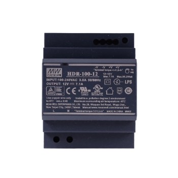 HDR-100-12 MEANWELL 85,2W 12VDC 7,1A 115/230VAC Ultra Slim Step Shape DIN Rail voeding
