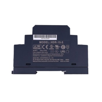 HDR-15-5 MEANWELL 15W 5VDC 2,4A 115/230VAC Ultra Slim Step Shape DIN Rail voeding