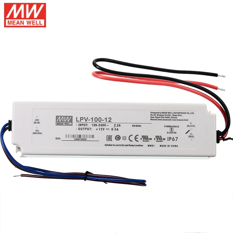 LPV-100-12 MEANWELL 12V 8,5A 100W enkelvoudige uitgang schakelende voeding