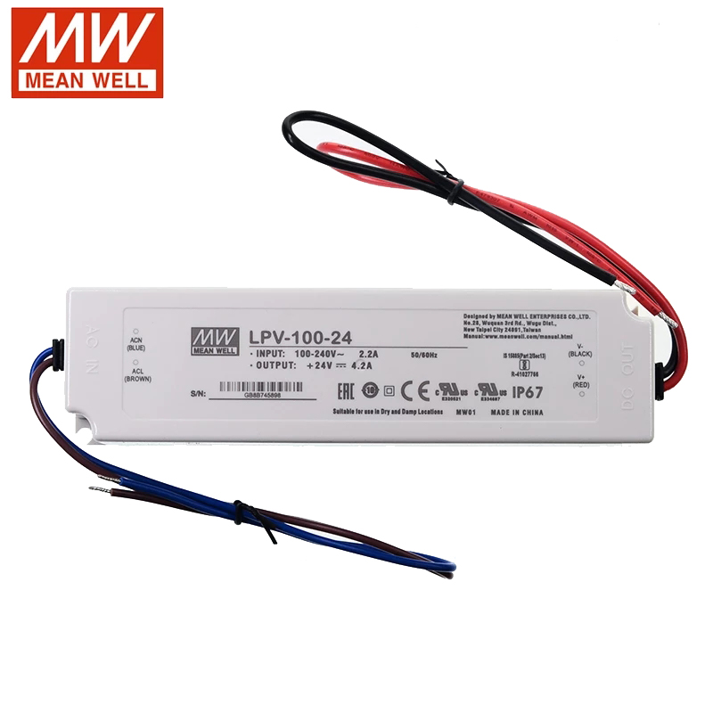 LPV-100-24 MEANWELL 24V 4.2A 100W enkelvoudige uitgang schakelende voeding